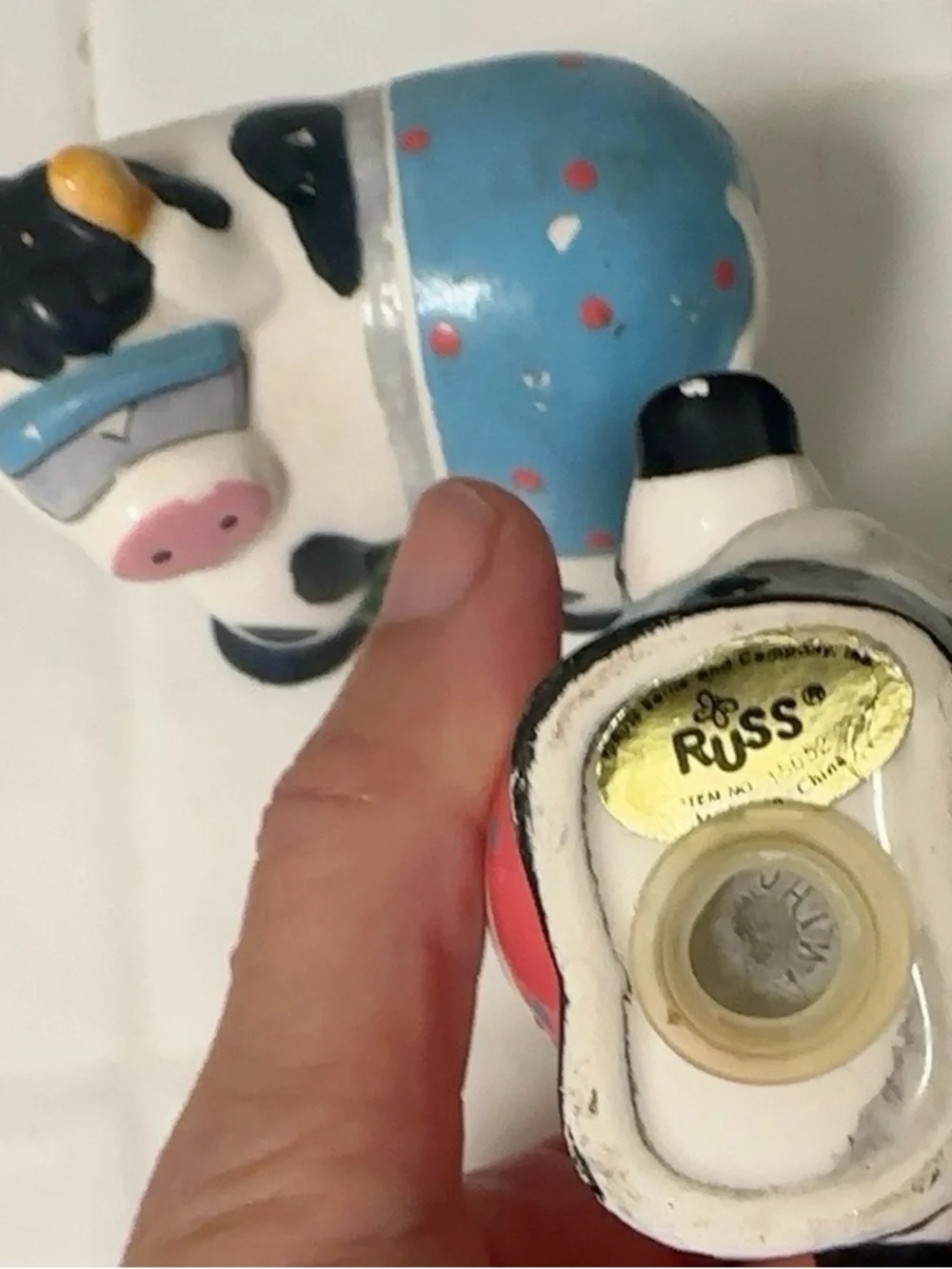 Vintage Russ Ceramic Cow Salt & Pepper Shakers Retro Kitchen Decor